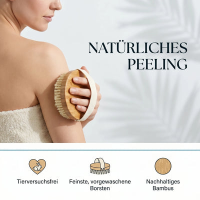 Mildara Trockenbürste Natürliches Peeling, Tierversuchsfrei vorgewaschene Borsten Bambus