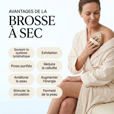 Bienfaits de la Brosse du Rituel Mildara : système lymphatique, exfoliation, circulation, fermeté
