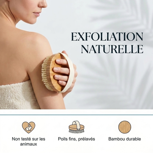 Brosse du Rituel Mildara, exfoliation naturelle, non testée sur les animaux, bambou