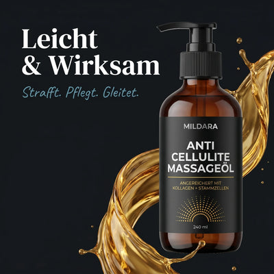Mildara Anti-Cellulite Massageöl mit goldenem Öl-Splash, Leicht und Wirksam